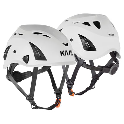 Kask - Kask Superplasma AQ Safety Helmet - White safety helmets with adjustable straps and ventilation.