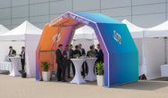 Konligo The Tent commercial pop-up gazebo used as a brand activation booth with custom printed canopy - imagen 4