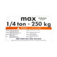 Label 1/4 Ton Capacity (V1)