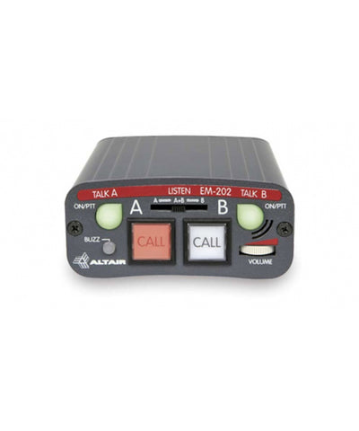 Black intercom belt pack with a and B switches