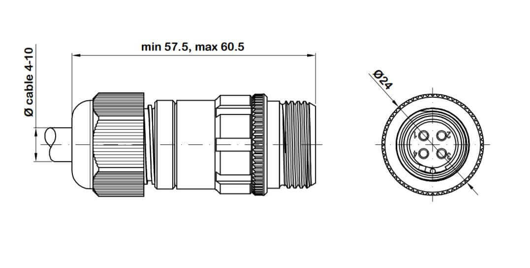 4 Pin Circular Connector Male - Spec - imagen 3