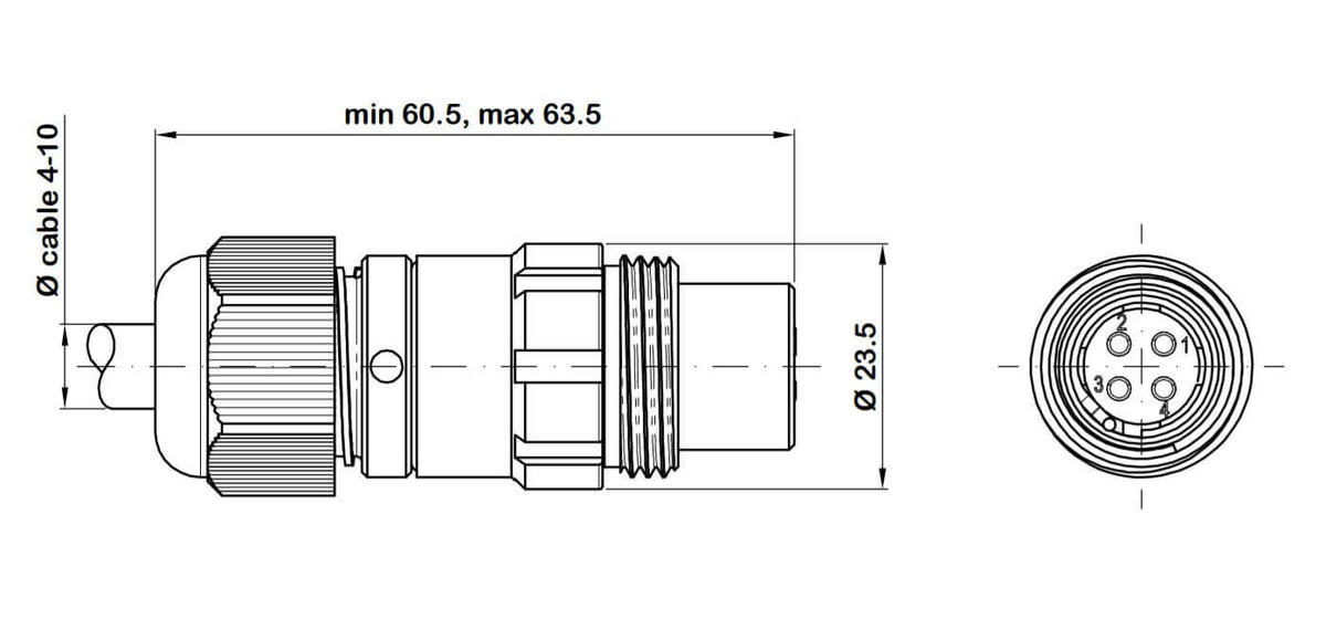 Ceep 4 Pin Circular Female Connector Inline – – Now available at MTN Shop UK. - imagen 3
