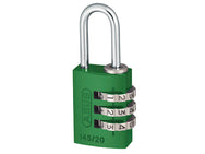 ABUS Mechanical 145/20 20mm Aluminium Combination Padlock Green 46571 – – Now available at MTN Shop UK.