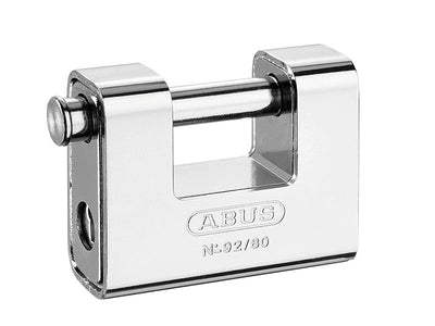 ABUS Mechanical 92/80mm Monoblock Brass Body Shutter Padlock Carded – – Now available at MTN Shop UK.