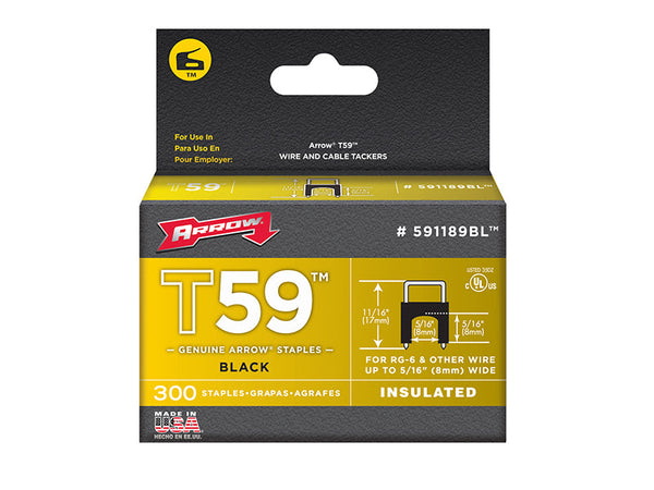 Arrow T59 Insulated Staples Black 8 x 8mm (Box 300) – – Now available at MTN Shop UK.