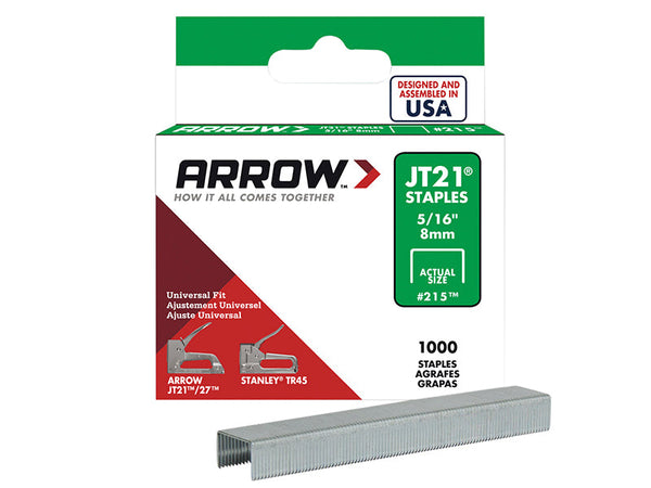 Arrow JT21 T27 Staples 8mm ( 5/16in) (Box 5000) – – Now available at MTN Shop UK.