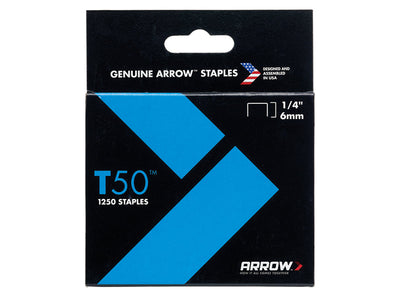 Arrow T50 Staples 6mm (1/4in) (Pack 5000, 4 x 1250) – – Now available at MTN Shop UK.