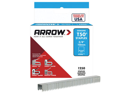 Arrow T50 Staples 10mm (3/8in) (Box 1250) – – Now available at MTN Shop UK.