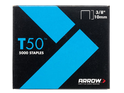 Arrow T50 Staples 10mm (3/8in) (Pack 5000, 4 x 1250) – – Now available at MTN Shop UK.