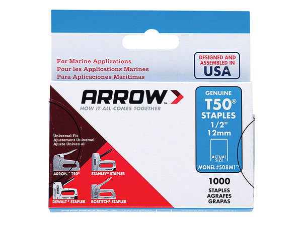 Arrow T50M 505m Monel Staples 8mm ( 5/16in) (Box 1000) – – Now available at MTN Shop UK.