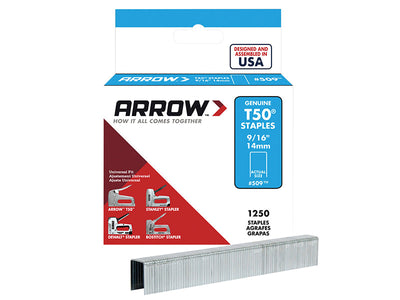 Arrow T50 Staples 14mm (9/16in) (Box 1250) – – Now available at MTN Shop UK.