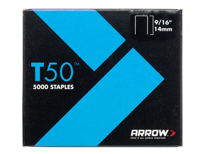 Arrow T50 Staples 14mm (9/16in) (Pack 5000, 4 x 1250) – – Now available at MTN Shop UK.