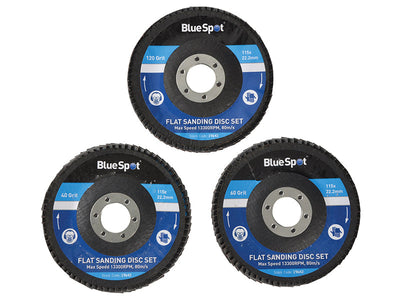 BlueSpot Tools Sanding Flap Disc Set 3 Piece 115mm (4.1/2in) – – Now available at MTN Shop UK.