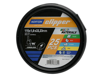 Norton Clipper Clipper® Multi-Material Cutting Discs 115 x 22.23mm (Tub of 25) – – Now available at MTN Shop UK.