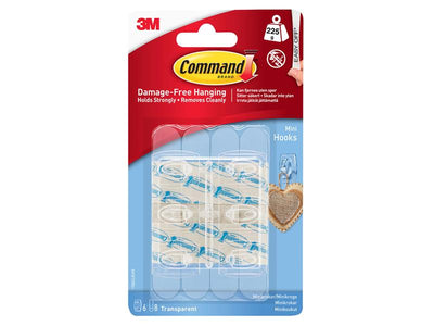 Command™ Clear Mini Hooks (Pack 6) – – Now available at MTN Shop UK.