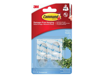 Command™ Clear Hooks with Clear Strips, Medium (Pack 2) – – Now available at MTN Shop UK.