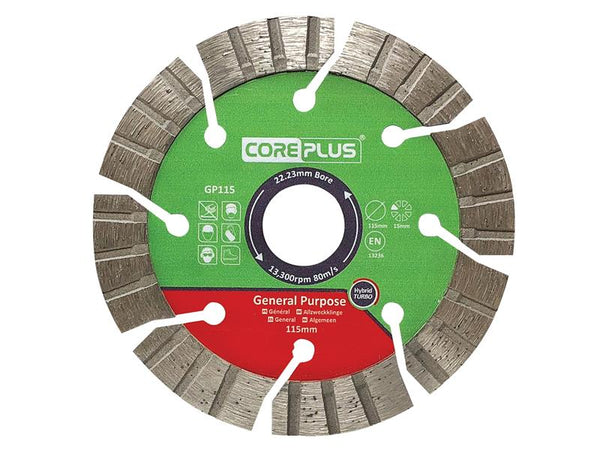 CorePlus GP115 General-Purpose Hybrid Turbo Diamond Blade 115mm – – Now available at MTN Shop UK.