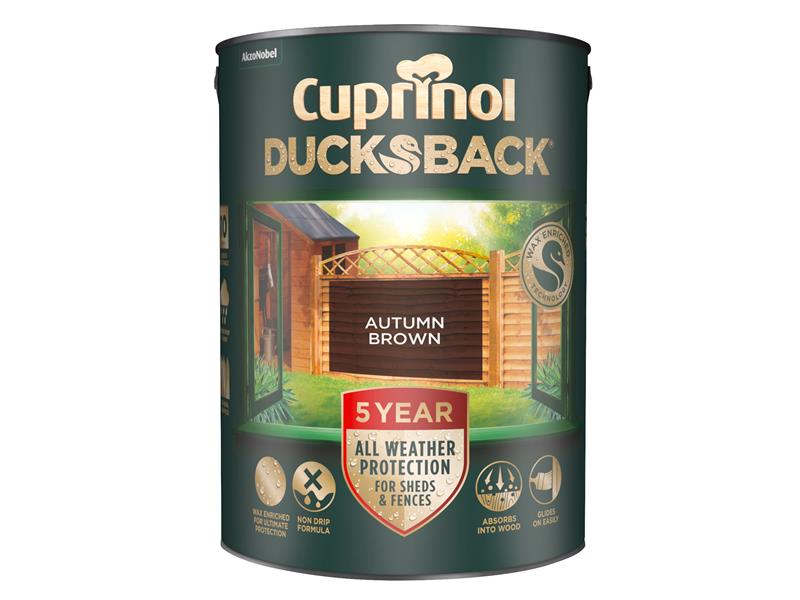Cuprinol Ducksback 5 Year Waterproof for Sheds & Fences Autumn Brown 5 litre – – Now available at MTN Shop UK. - imagen 2