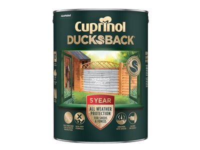 Cuprinol Ducksback 5 Year Waterproof for Sheds & Fences Herring Grey 5 litre – – Now available at MTN Shop UK.