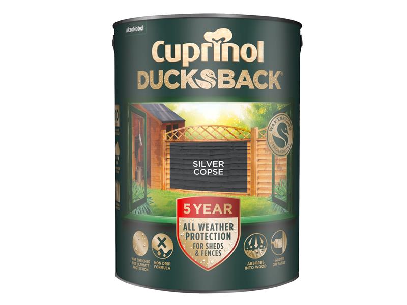 Cuprinol Ducksback 5 Year Waterproof for Sheds & Fences Silver Copse 5 litre – – Now available at MTN Shop UK. - imagen 2