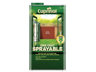 Cuprinol One Coat Sprayable Fence Treatment Rich Cedar 5 litre – – Now available at MTN Shop UK.
