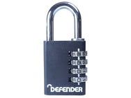 DEFENDER Black Die-Cast Combination Padlock 40mm – – Now available at MTN Shop UK.