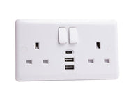 Deta Vimark Switched Socket 2-Gang + 3 USB Ports 13A – – Now available at MTN Shop UK. - imagen 2