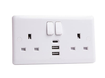 Deta Vimark Switched Socket 2-Gang + 3 USB Ports 13A – – Now available at MTN Shop UK.