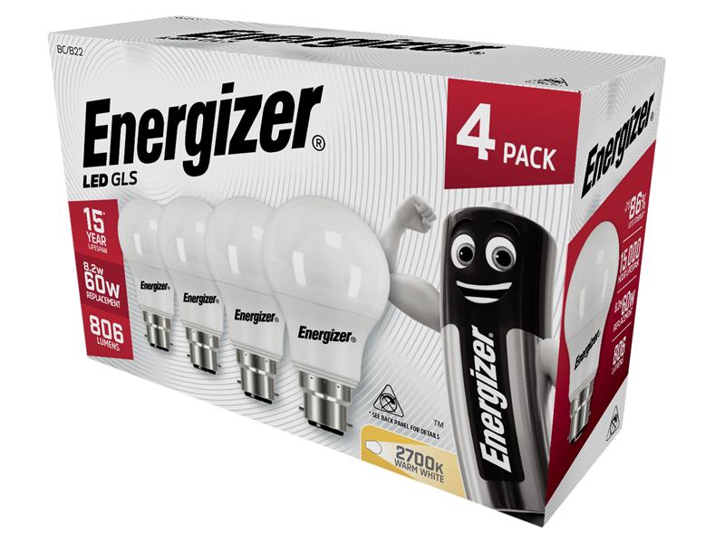 Energizer® LED BC (B22) Opal GLS Non-Dimmable Bulb, Warm White 806 lm 8.2W (Pack 4) – – Now available at MTN Shop UK. - imagen 2
