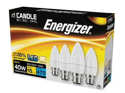 Energizer® LED BC (B22) Opal Candle Non-Dimmable Bulb, Warm White 470 lm 5.2W (Pack 4) – – Now available at MTN Shop UK.
