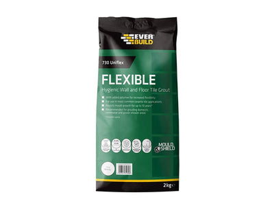 Everbuild 730 Uniflex Hygienic Tile Grout White 2.5kg – – Now available at MTN Shop UK.
