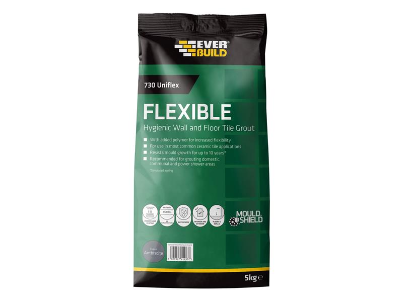 Everbuild 730 Uniflex Hygienic Tile Grout Anthracite 5kg – – Now available at MTN Shop UK. - imagen 2