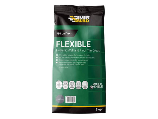 Everbuild 730 Uniflex Hygienic Tile Grout Anthracite 5kg – – Now available at MTN Shop UK.
