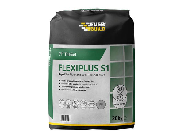 Everbuild 711 TileSet Flexiplus Tile Adhesive Grey 20kg – – Now available at MTN Shop UK.