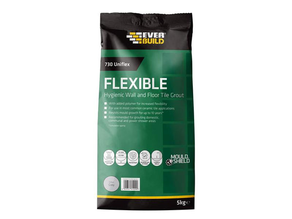 Everbuild 730 Uniflex Hygienic Tile Grout Grey 5kg – – Now available at MTN Shop UK.