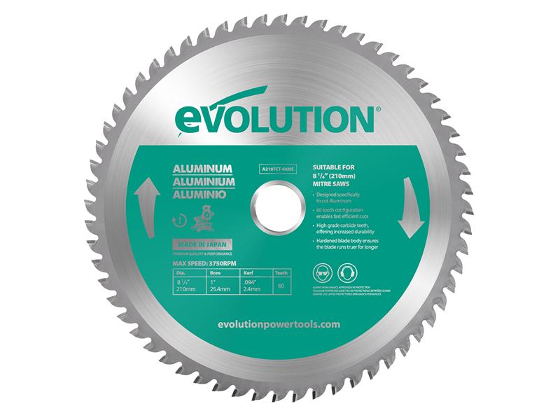 Evolution Aluminium Cutting Mitre Saw Blade 210 x 25.4mm x 60T – – Now available at MTN Shop UK. - imagen 2