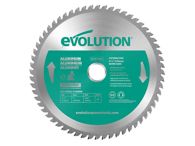 Evolution Aluminium Cutting Mitre Saw Blade 210 x 25.4mm x 60T – – Now available at MTN Shop UK.