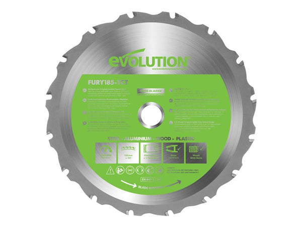 Evolution FURY® Multi-Purpose TCT Circular Saw Blade 185 x 20mm x 16T – – Now available at MTN Shop UK.