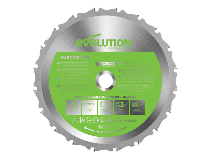 Evolution  FURY® Multi-Purpose TCT Circular Saw Blade 210 x 25.4mm x 20T
