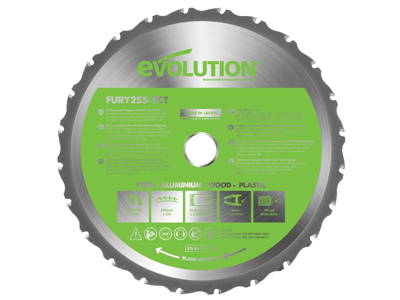 Evolution FURY® Multi-Purpose TCT Circular Saw Blade 255 x 25.4mm x 24T – – Now available at MTN Shop UK. - imagen 2