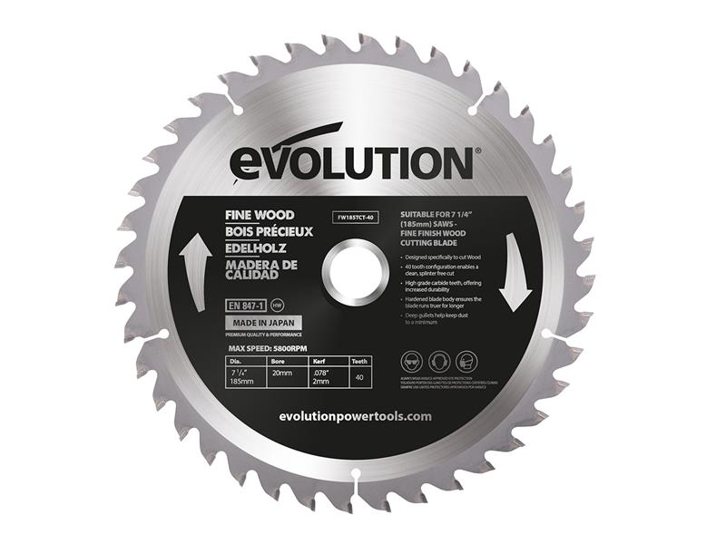 Evolution Fine Wood Mitre/Table Saw Blade 185 x 20mm x 40T – – Now available at MTN Shop UK. - imagen 2