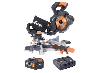 Evolution R185SMS-Li EXT Sliding Mitre Saw 18V 1 x 4.0Ah Li-ion – – Now available at MTN Shop UK.