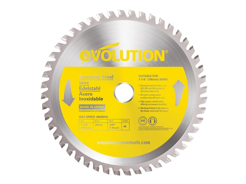 Evolution Stainless Steel Cutting Circular Saw Blade 185 x 20mm x 48T – – Now available at MTN Shop UK. - imagen 2