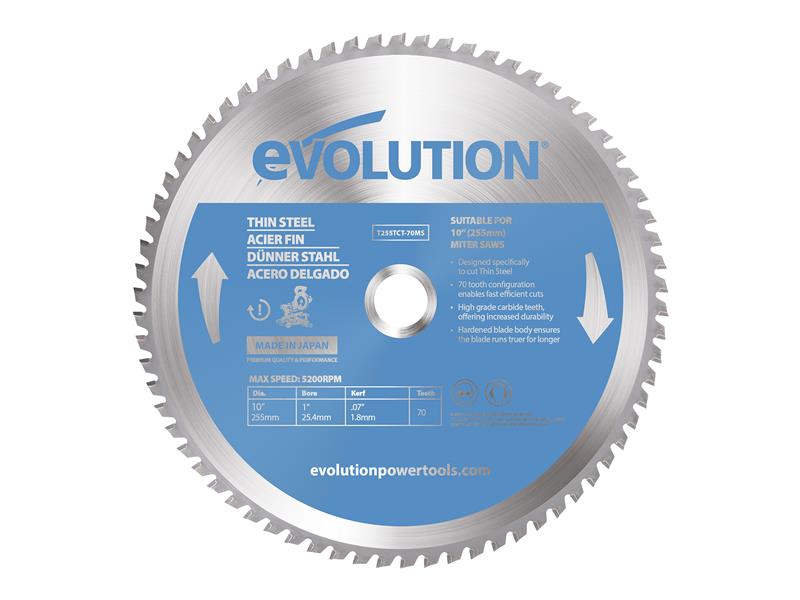 Evolution Thin Steel Cutting Mitre Saw Blade 255 x 25.4mm x 70T – – Now available at MTN Shop UK. - imagen 2