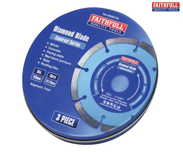 Faithfull Contract Diamond Blades 115 x 22.2mm (Pack 3)