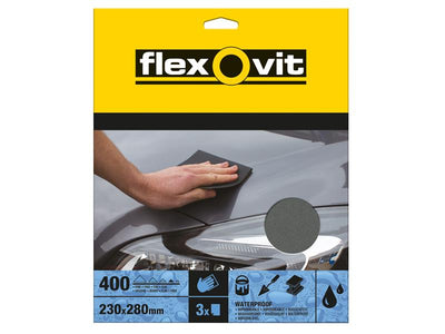 Flexovit Waterproof Sanding Sheets 230 x 280mm Fine 400G (3) – – Now available at MTN Shop UK.