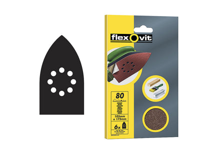 Flexovit Detail Hook & Loop Sanding Sheets 105x175mm Medium 80G (Pack 6) – – Now available at MTN Shop UK.