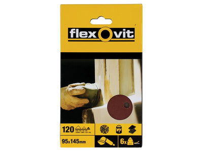 Flexovit Detail Hook & Loop Sanding Sheets 95x145mm Fine 120G (Pack 6) – – Now available at MTN Shop UK.