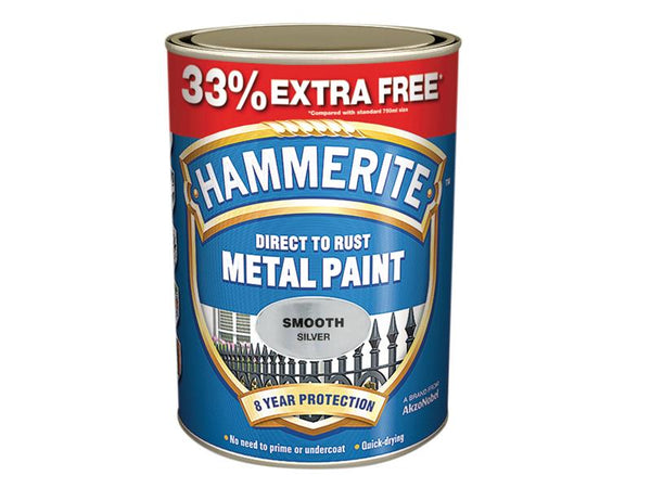 Hammerite Direct to Rust Smooth Finish Metal Paint Silver 750ml + 33% – – Now available at MTN Shop UK.