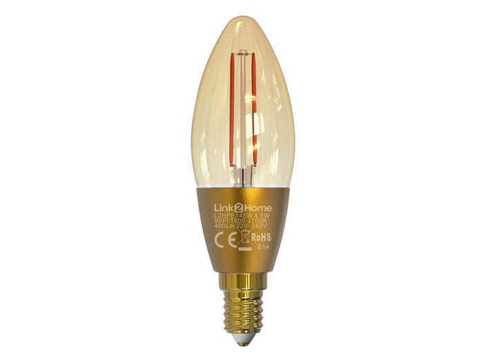 Link2Home  Wi-Fi LED SES (E14) Candle Filament Dimmable Bulb, White 400 lm 4.5W